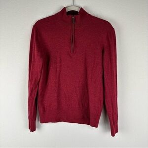Untuckit Red Belguardo 100% Extra Fine Merino Wool 1/4 Zip Pullover Size Medium